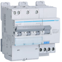 ADC432F Hager Disjoncteur Différentiel triphasé + neutre 6-10kA courbe C - 32A 30mA type AC
