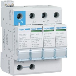SPN440R Hager - Parafoudre tétrapolaire de type 2  - 40 kA - report de signalisation
