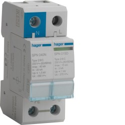 SPN215D Hager - Parafoudre bipolaire de type 2  - 15 kA - report de signalisation