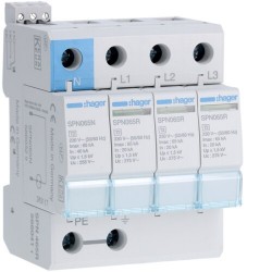 SPN465R Hager - Parafoudre tétrapolaire de type 2  - 65 kA - report de signalisation