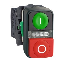XB4BW73731M5 Schneider - Bouton marche arrêt COMPLET + LED 220V - 1NO+1NF - Harmony XB4
