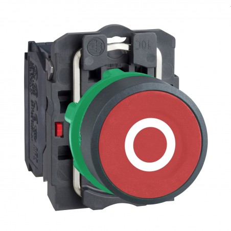 XB5AA4322 Schneider - bouton poussoir impulsion - Ø22 - marqué 0 - rouge - 1NF - à vis - Harmony XB5