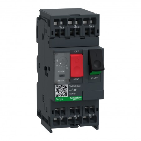 GV2ME203 - disjoncteur moteur Schneider GV2ME - 13 à 18A - 3P 3d - déclencheur magnéto-thermique avec bornes automatiques