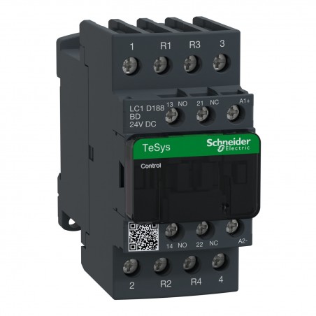 LC1D188BD Schneider - Contacteur tétrapolaire - 2NO+2NF - 32A - Bobine 24Vcc - Vis