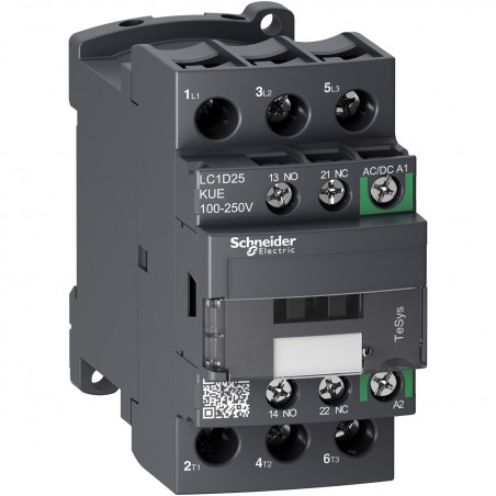 LC1D25KUE Schneider - Contacteur tripolaire - 3NO - 25A - Bobine 100 à 250Vca-cc - Vis