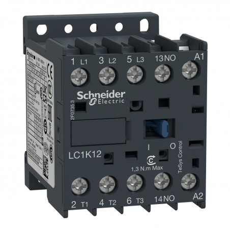 LC1K1210V7 Schneider - Mini contacteur tripolaire - 3NO - 12A - Bobine 400Vca - Vis