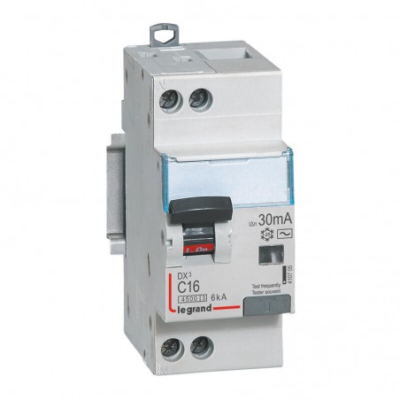 410705 Legrand  Disjoncteur différentiel 16A type AC 30mA - courbe C - DX³4500 1P+N