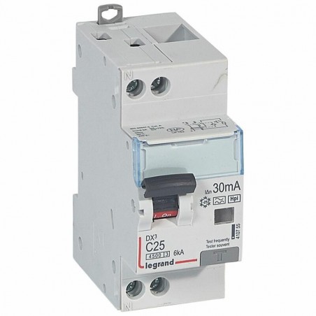 410755 Legrand  Disjoncteur différentiel 25A type F 30mA - courbe C - DX³4500 1P+N