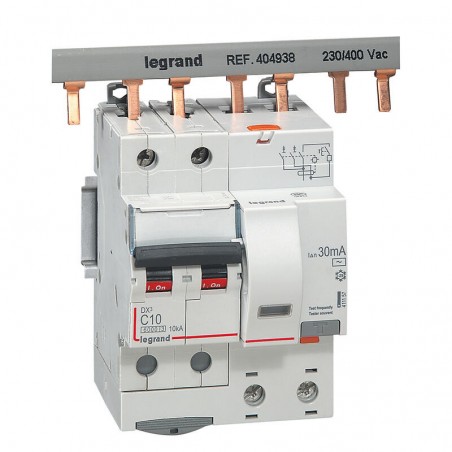 411157 Legrand  Disjoncteur différentiel  10A type AC 30mA DX³6000 10kA 2P