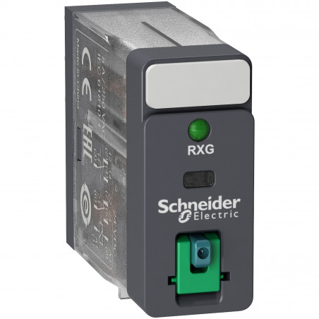 RXG22BD Schneider - Relais interface - embrochable - test - DEL - 2OF (inverseur) - 5A - 24VDC - Zelio RXG