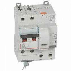 411160 Legrand  Disjoncteur différentiel  25A type AC 30mA DX³6000 10kA 2P
