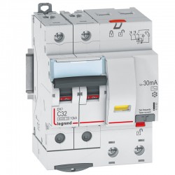411161 Legrand  Disjoncteur différentiel  32A type AC 30mA DX³6000 10kA 2P