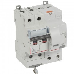 411164 Legrand  Disjoncteur différentiel  63A type AC 30mA DX³6000 10kA 2P