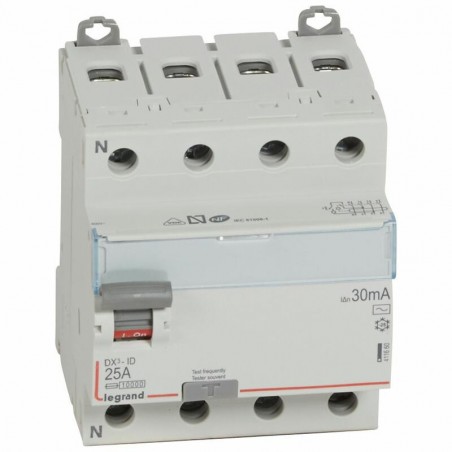 411660 Legrand  Interrupteur différentiel tétrapolaire 25A type AC 30mA - 4 modules