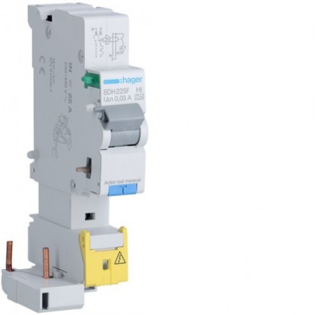 BDH225F Hager Bloc différentiel 1P+N 25A 30mA haute immunité