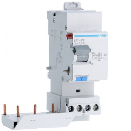 BFC440F Hager Bloc différentiel 3P+N 40A 300mA type AC