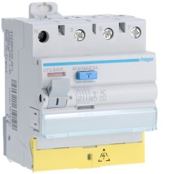 CFC840F Hager Interrupteur différentiel triphasé + neutre 40A 300mA type AC à bornes décalées