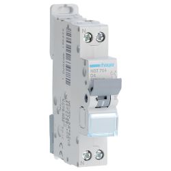 NGT704 Disjoncteur Hager 4A - 1P+N - 6-10kA - courbe D - Bornes décalées à vis - NGT - 1 module
