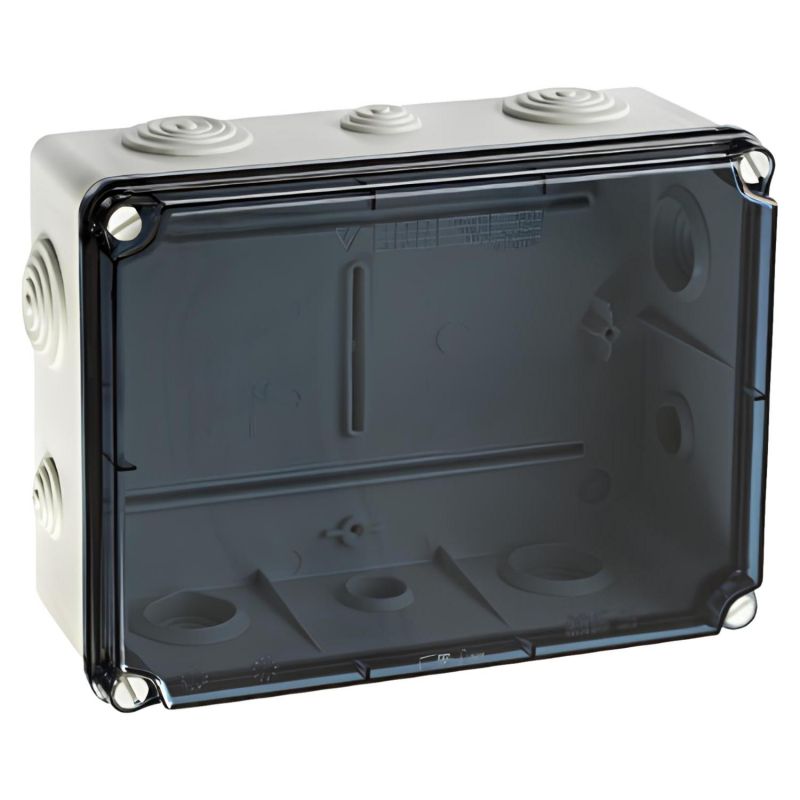 EVT231 IDE Boite de dérivation étanche IP65 avec avec couvercle transparent et entrées coniques dim.241x180x95