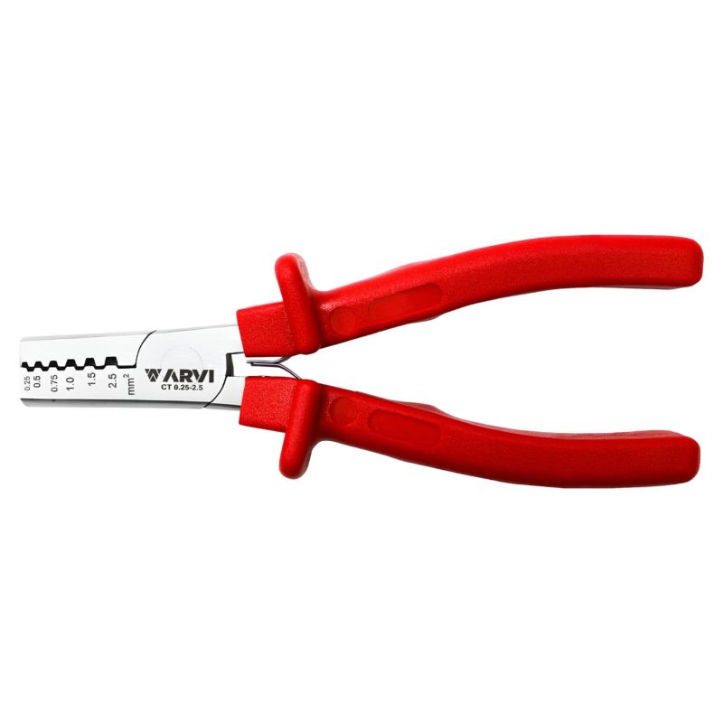 CT-0.25-2.5 Pince à sertir les embouts de câblage 0,25mm² à 2,5mm² - Longueur 142mm - ARVI