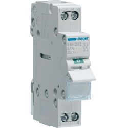 SBN232 Hager Interrupteur modulaire bipolaire 2 pôles 32A - auxiliarisable - Bornes à vis