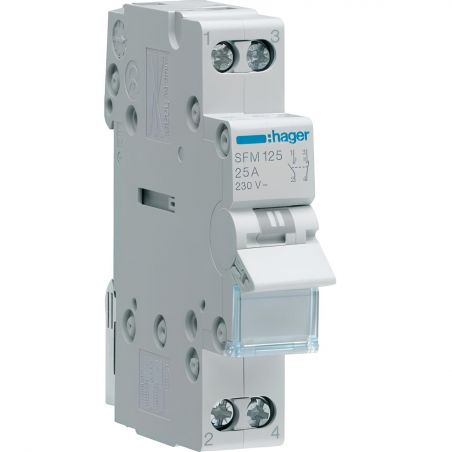 SFM125 Hager Commutateur inverseur modulaire 1 pôle 25A - 2 positions