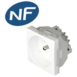 45112SBR Prise 2P+T 230V - Format 45x45 à clippage direct sur goulotte - À vis - Blanc - inclinée - Efapel