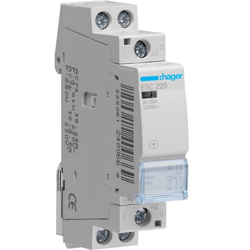 ESC225 Hager - Contacteur bipolaire - 2NO - 25A - Bobine 230Vca