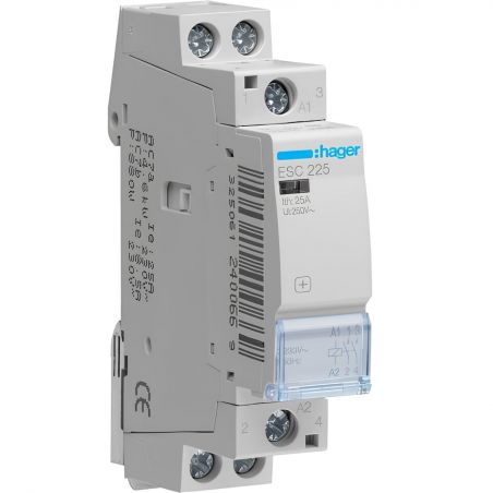 ESC225 Hager - Contacteur bipolaire - 2NO - 25A - Bobine 230Vca
