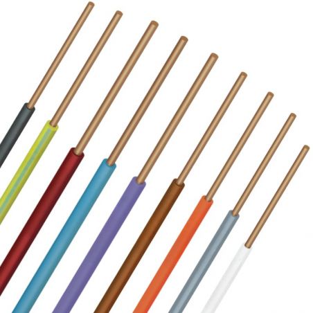 Fil rigide H07VU 1,5mm² - Couronne de 100m (Couleurs variées)