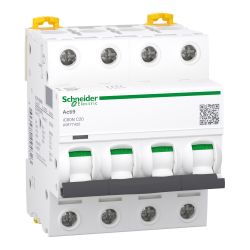 A9F74420 - Disjoncteur tétrapolaire 4P 20A Courbe C - 4 modules - 10kA - Schneider Electric Acti9 iC60N