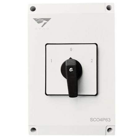 Coffret inverseur de source manuel 63A monophasé ou triphasé pour groupe électrogène - Avec position 0