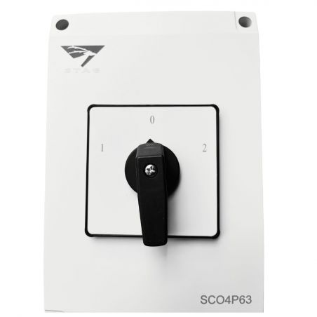 Coffret inverseur de source manuel 63A monophasé ou triphasé pour groupe électrogène - Avec position 0