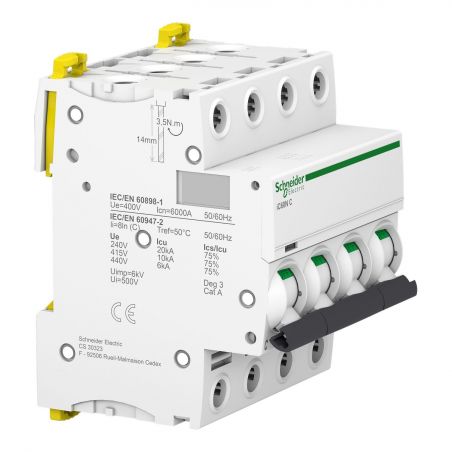 A9F74432 - Disjoncteur tétrapolaire 4P 32A Courbe C - 4 modules - 10kA - Schneider Electric Acti9 iC60N
