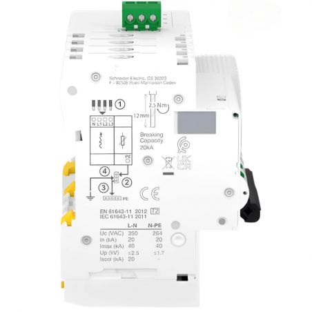 A9L16294 Schneider - Parafoudre triphasé + neutre de type 2 autoprotégé - 40kA - report de signalisation