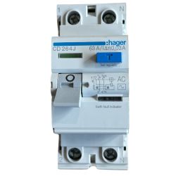 CD264J Hager Interrupteur différentiel 63A 30mA bipolaire type AC - Bornes alignées