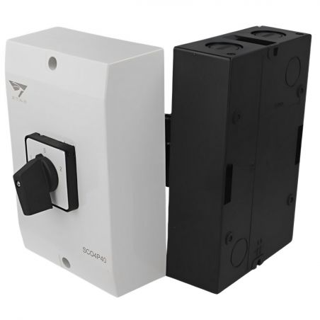 Coffret inverseur de source manuel 40A monophasé ou triphasé pour groupe électrogène - Avec position 0