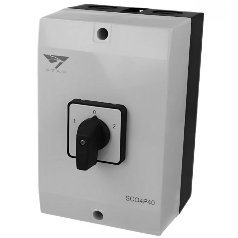 Coffret inverseur de source manuel 40A monophasé ou triphasé pour groupe électrogène - Avec position 0