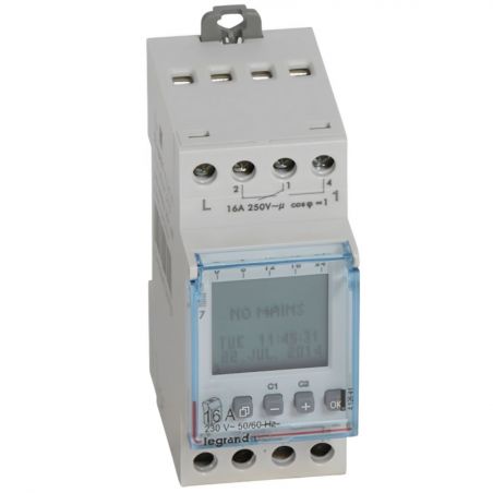 412641 Legrand interrupteur horaire programmable journalier / hebdomadaire - Digital - 16A - 230V - 2 sorties