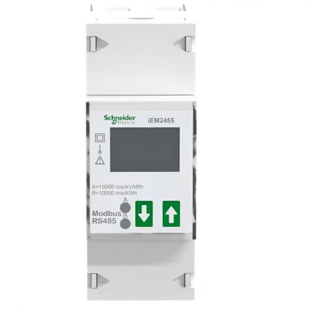 A9MEM2455 Schneider - Compteur électrique 100A - 1P+N - écran LCD - Avec option double tarif - MID - Acti 9