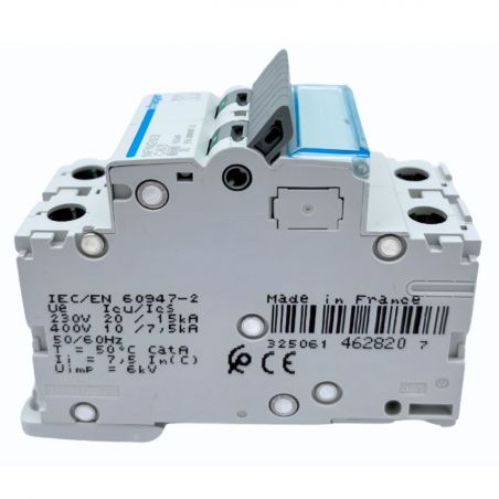 NFN263 Disjoncteur 63A Hager - 2P - 6-10kA - courbe C - Bornes alignées à vis - NFN - 2 modules