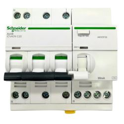 A9DE3720 Disjoncteur différentiel triphasé 3P+N 20A - 30mA - 6kA - Type AC courbe C - Schneider iCV40N