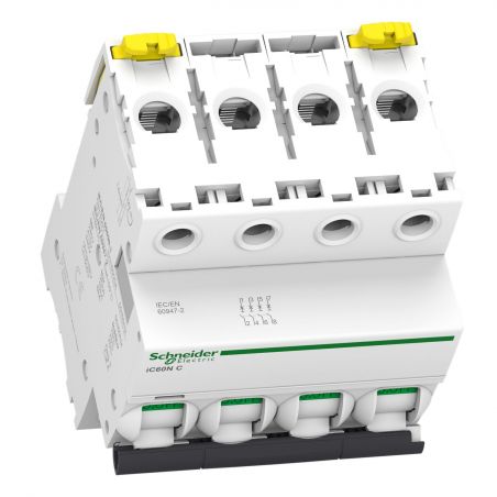 A9F74450 - Disjoncteur tétrapolaire 4P 50A Courbe C - 4 modules - 10kA - Schneider Electric Acti9 iC60N