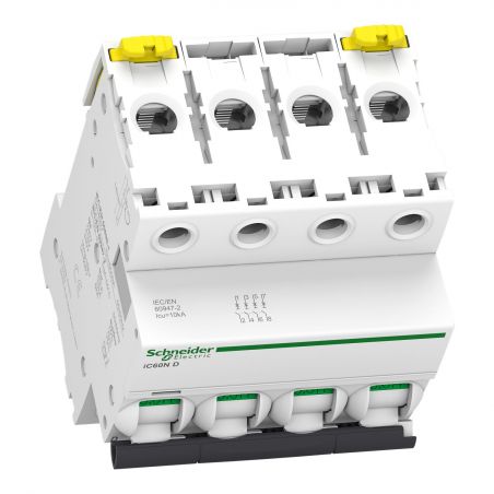 A9F75463 - Disjoncteur courbe D tétrapolaire 63A - 4P - 10kA - À vis - Schneider Electric Acti9 iC60N