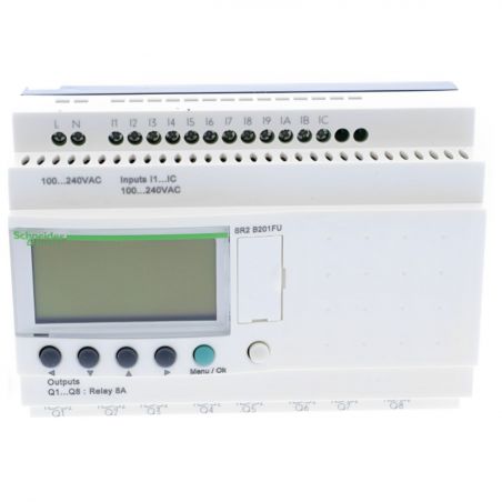 SR2B201FU Schneider - Automate Zelio Logic - relais intelligent 20E/S 100 à 240Vca - horloge + afficheur