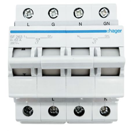 SF263 Hager Inverseur de source monophasé 63A 2P manuel pour tableau électrique - 3 positions I/0/II