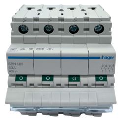 SBN463 Hager Interrupteur sectionneur modulaire tétrapolaire 4P 63A - auxiliarisable - Bornes à vis