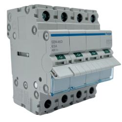 SBN463 Hager Interrupteur sectionneur modulaire tétrapolaire 4P 63A - auxiliarisable - Bornes à vis