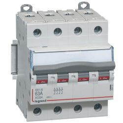 406481 Interrupteur sectionneur tétrapolaire 4P 400V - 63A - 4 modules - Bornes à vis Legrand DX³-IS