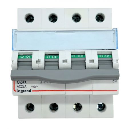 406481 Interrupteur sectionneur tétrapolaire 4P 400V - 63A - 4 modules - Bornes à vis Legrand DX³-IS